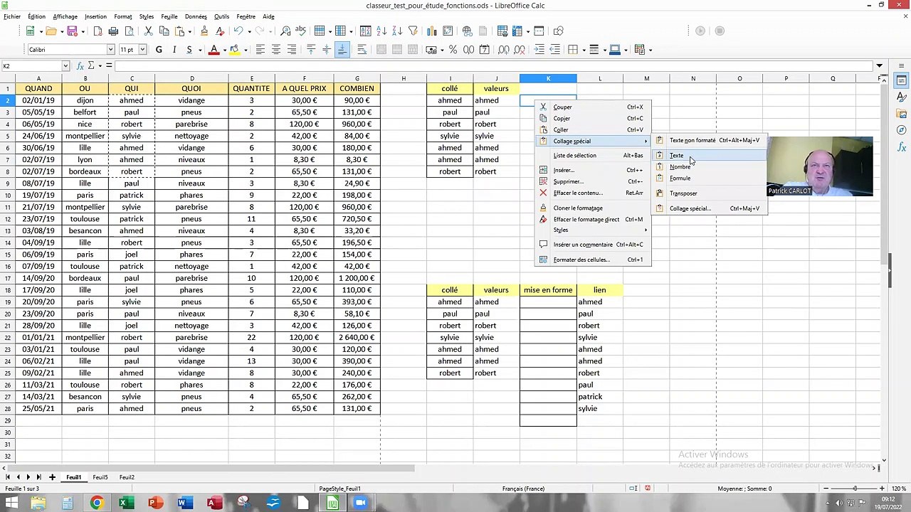 LibreOffice copié collé de valeurs texte_ LibreOffice copied pasted text values