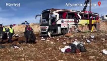 Afyonkarahisar'da yolcu otobüsü devrildi: Çok sayıda ölü ve yaralı var