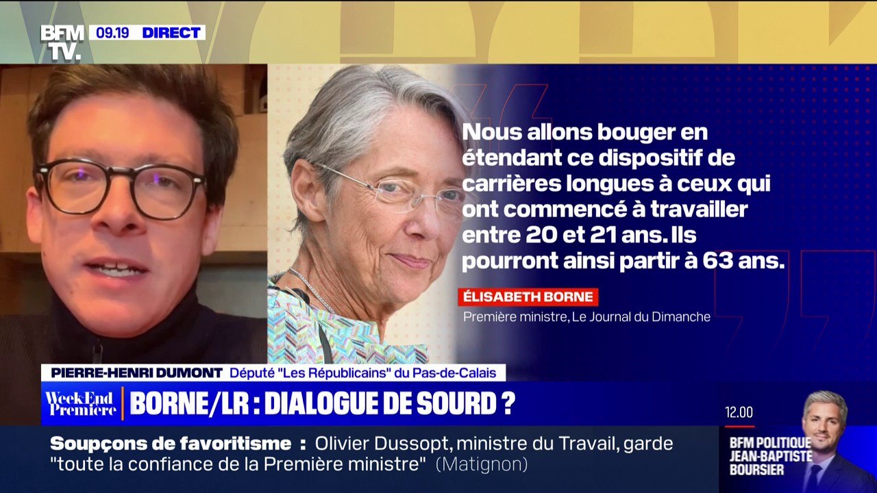 Retraites: Pierre-Henri Dumont (LR) juge "très insatisfaisant" la proposition d'Élisabeth Borne sur les carrières longues