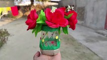 Flower Vase Pot  DIY At Home With Plastic Bottle - Pipal Craft