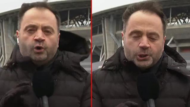 Canlı yayında zor anlar! Galatasaray-Trabzonspor maçı öncesi muhabir fırtınaya yakalandı