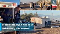 Autobús con peregrinos vuelca en la carretera México – Puebla