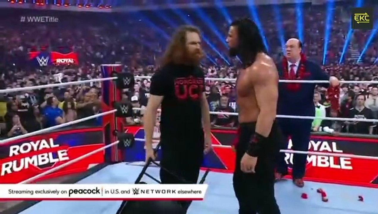 Sami Zayn smashes Roman Reigns with a steel chair: WWE Royal Rumble 2023 highlights