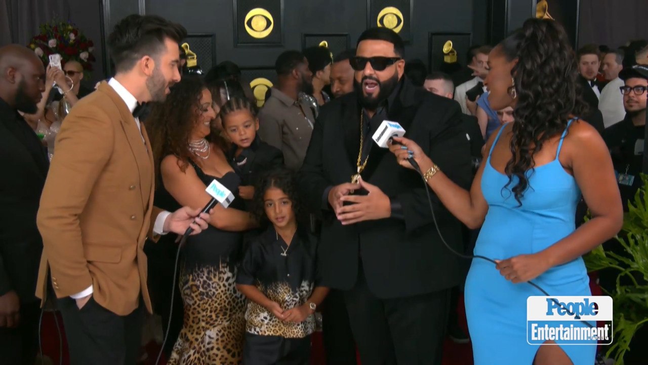 DJ Khaled Says He's "Living Proof That Dreams Come True" As He's Joined by Family on the Grammys Red Carpet