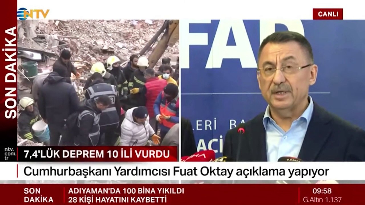 Fuat Oktay depremdeki son durumu açıkladı: An itibariyle 284 can kaybımız, 2 bin 323 yaralımız, 1712 yıkılan binamız var