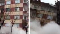 Diyarbakır'da depremden etkilenen binanın yıkılma anı anbean kamerada
