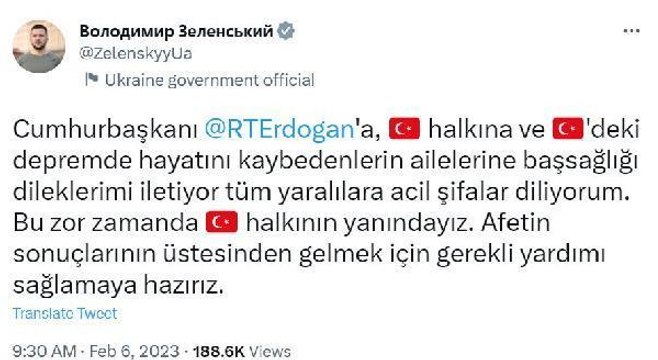 Kahramanmaraş merkezli deprem için Avrupa'dan destek mesajları