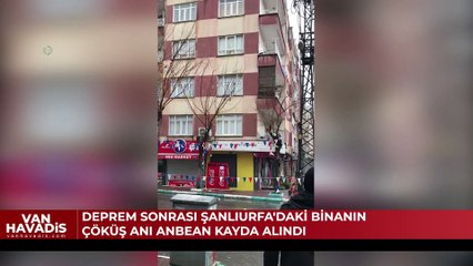 Depremden etkilenen binanın çöküş anı anbean kayda alındı