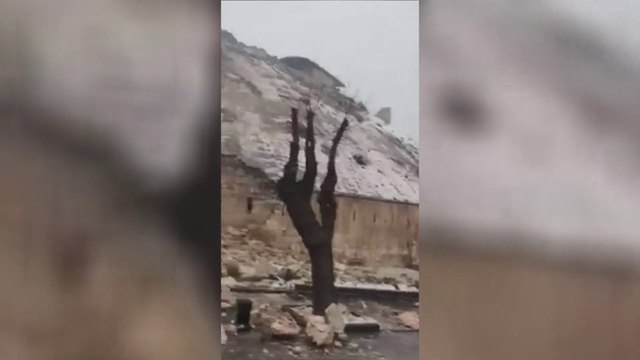 آثار الدمار في قلعة غازي عنتاب جراء الزلزال في تركيا