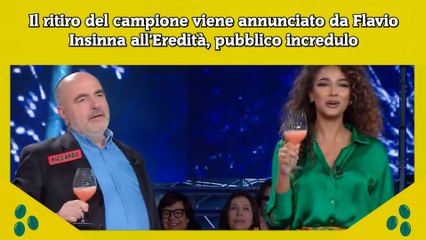 Il ritiro del campione viene annunciato da Flavio Insinna all'Eredità, pubblico incredulo