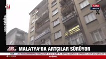 Canlı yayında deprem anı: Malatya'da artçı sarsıntı sırasında hasarlı binalar yıkıldı
