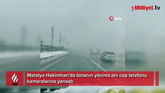 Hekimhan'da binanın yıkılma anı cep telefonu kamerasında