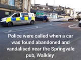 Police on scene after vandalised car dumped outside Sheffield pub