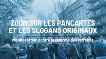 Zoom sur les slogans et les pancartes originaux lors des manifestations
