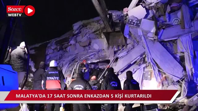 Yıkılan binanın enkazından yaklaşık 17 saat sonra 5 kişi kurtarıldı