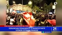 Por ultraje a valores de la patria: denuncian a mujer que pisoteó bandera del Perú en protestas