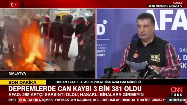 AFAD Deprem ve Risk Azaltma Genel Müdürü Orhan Tatar: Yaşamını yitirmiş vatandaş sayısı 3 bin 381