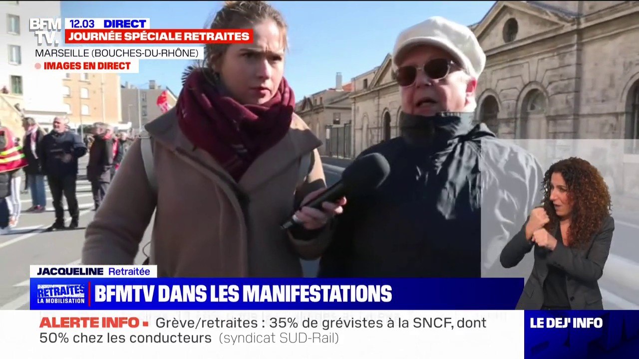 Marseille: une femme partie en retraite à 60 ans explique pourquoi elle manifeste contre la réforme