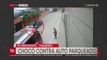 Automóvil particular se estrella contra vehículo estacionado en Tiquipaya