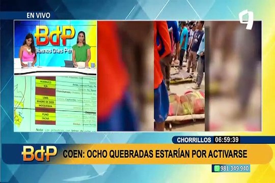 COEN: ocho regiones están en alerta roja ante posible activación de quebradas