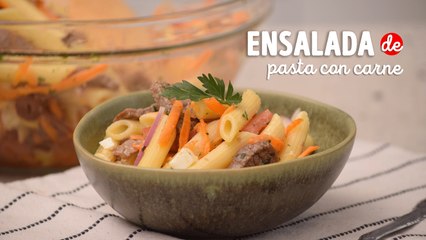 Deliciosa ensalada de pasta con carne ¡En 4 sencillos pasos!
