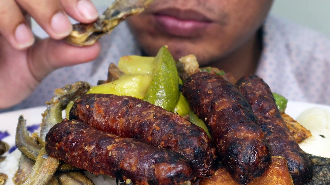 Eat rice white Fried Sausage with Fried Vegetables | mukbang eating food | asmr eating | asmr eating