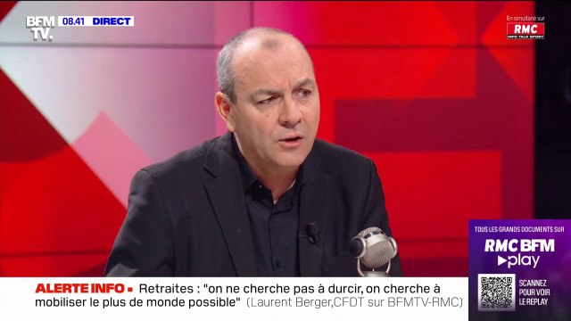 Laurent Berger (CFDT) sur les retraites: Si le gouvernement persiste, il fait une faute démocratique qu'il paiera très cher