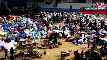 Azerbaycan halkının Türkiye'ye yardım seferberliği sürüyor