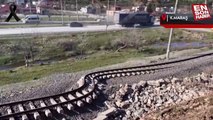 Kahramanmaraş'ta deprem sonrası tren rayları bu hale geldi