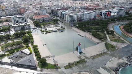 Hatay İskenderun'da deniz seviyesi yükseldi, bölge dron ile görüntülendi