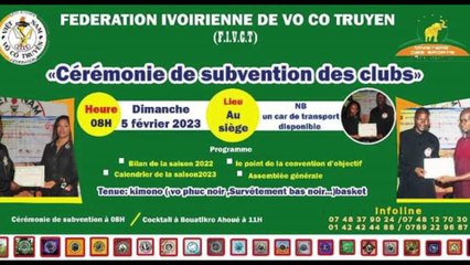 Cérémonie de subvention des clubs de Vô Cô Truyen en Côte d'Ivoire