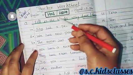 Use of has and have _ Has and have _ practice with sentences_class 1_2_ @s.c.kidsclasses