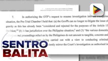 PH, umapela sa ICC na suspendihin ang pagbubukas ng imbestigasyon sa kampanya kontra iligal na droga ng administrasyong Duterte