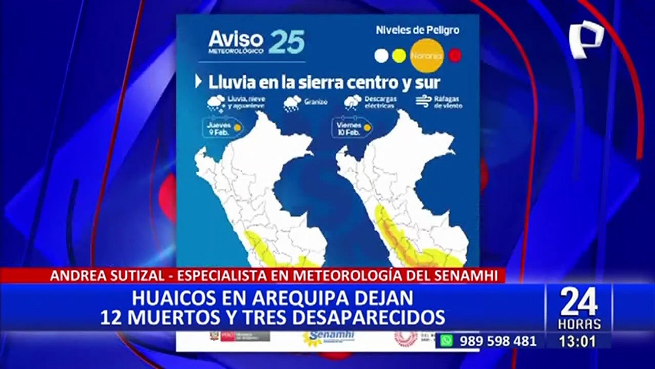 Senamhi brinda detalles de próximas precipitaciones en la sierra centro y sur del país