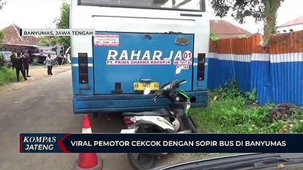 Viral Pemotor Cekcok dengan Sopir Bus di Banyumas