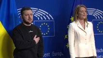 Visite de Volodymyr Zelensky à Bruxelles: le président ukrainien est arrivé au Parlement européen