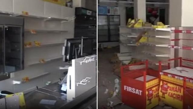 Depremden etkilenen Hatay'ın Kırıkhan ilçesinde marketler yağlamandı, ilçe sakinleri öfkeli: İçimizde böyle kötü niyetliler var