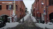 Un giorno con la neve a Cesena e dintorni, tra disagi e scenari da cartolina