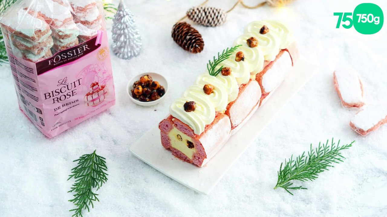 Bûche glacée à la fleur d'oranger et noisettes caramélisées