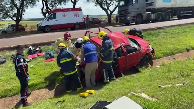 Mulher e cachorrinho ficam feridos em capotamento na BR 467