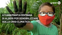 A 11 anni pianta centinaia di alberi per sensibilizzare sulla crisi climatica