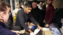 Rishi Sunak joins volunteers at earthquake donation centre