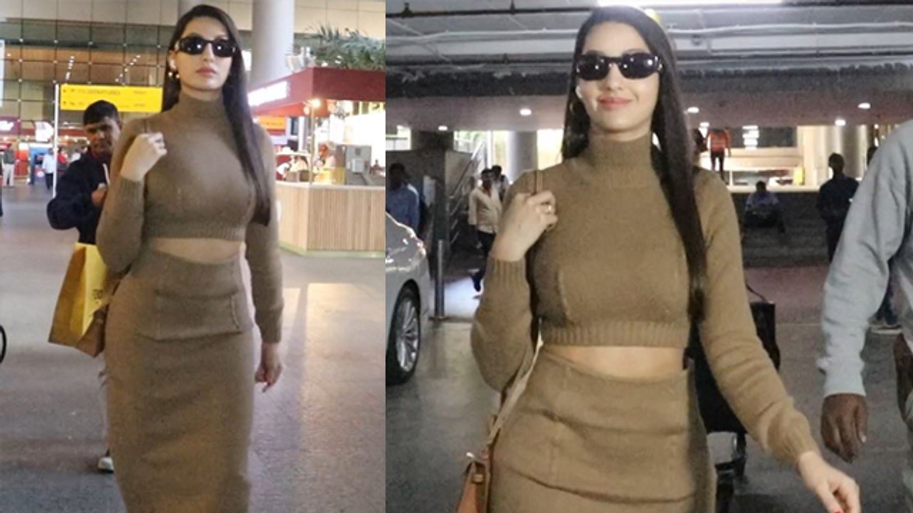 Nora Fatehi Brown Coords Set Airpot Look में लगी खूबसूरत ,Video Viral | Boldsky