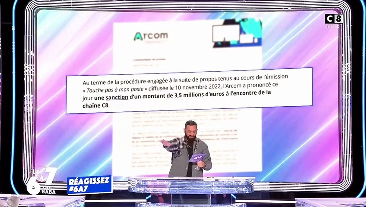 Cyril Hanouna revient sur l'amende de 3,5 millions d'euros infligée à C8 par l'Arcom