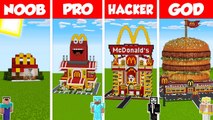 Minecraft TNT MCDONALDS HOUSE BUILD CHALLENGE NOOB vs PRO vs HACKER vs GOD  Animation_