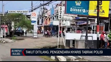 Takut Ditilang, Pengendara Nyaris Tabrak Polisi