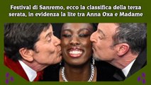 Festival di Sanremo, ecco la classifica della terza serata, in evidenza la lite tra Anna Oxa e Madame