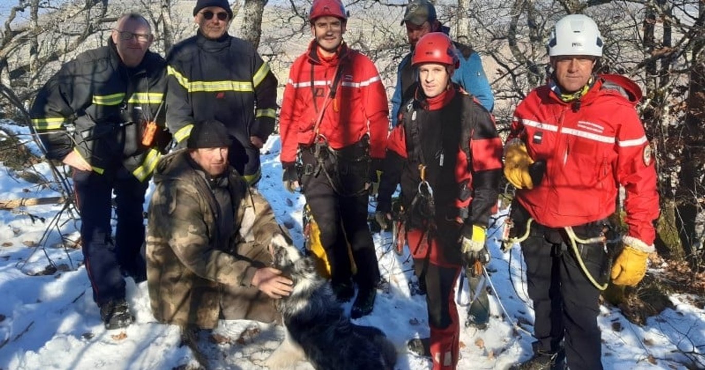 Pendant 6 heures, ces pompiers se sont mobilisés pour sauver un chien de berger prisonnier d'une falaise