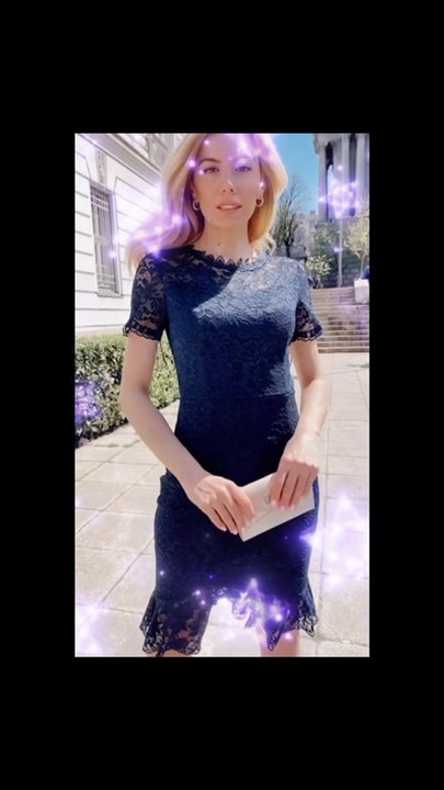 Miusol Women's Retro Deep-V Neck Ruffles Floral Lace Evening Pencil Dress