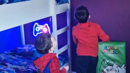 Mom surprises her gamer boys by giving their room a fancy Fortnite makeover